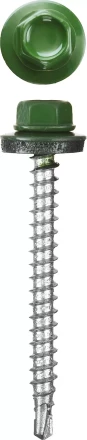 Саморезы СКМ кровельные, RAL 6002 зеленый лист, 19 x 5.5 мм, 2 500 шт, для металлических конструкций, STAYER 30300-55-019-6002 купить в Перми