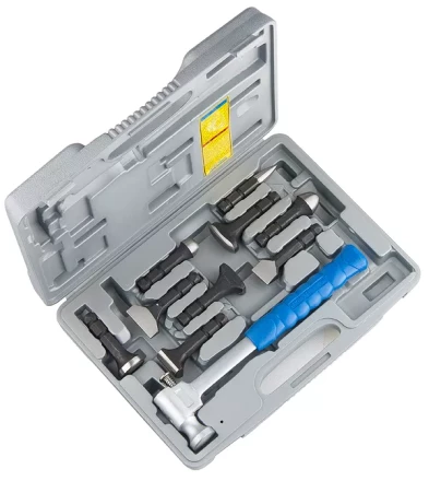 Набор рихтовочный молоток цельнометал. обрезин. ручка сменные бойки  9 шт. в боксе  MATRIX 10850 купить в Перми