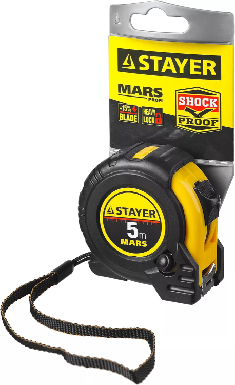 Рулетка STAYER "PROFI" "MARS", обрезиненный корпус, 5мх19мм 34131-05 купить в Перми