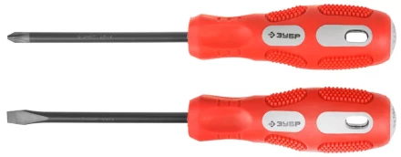 Набор отверток ЗУБР &quot;МАСТЕР&quot;, хром-ванадиевая сталь, эргономичная трехкомпонентная рукоятка, 2шт 25235-H2 купить в Перми
