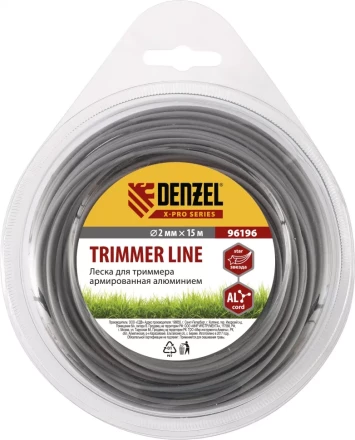Леска для триммера армированная алюминием X-Pro звезда 2,0мм х 15м блистер Россия Denzel 96196 купить в Перми