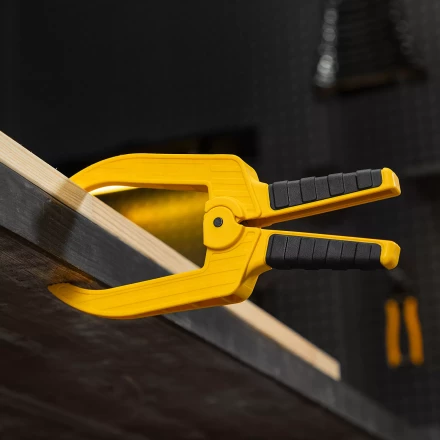 Струбцина клещеобразная Denzel, удлиненная 75 х 110 мм двухкомпонентные рукоятки, 20790 купить в Перми