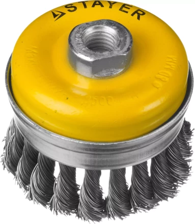 STAYER "PROFESSIONAL". Щетка чашечная усиленная для УШМ, жгутированная стальная проволока 0,5мм, 80ммхМ14 35137-080 купить в Перми