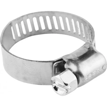 Хомуты ЗУБР &quot;ЭКСПЕРТ&quot;, нерж. сталь, просечная лента 8 мм, 13-26 мм, 200 шт 37811-13-26-200 купить в Перми