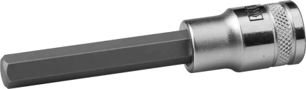 Торцовая бита-головка KRAFTOOL &quot;INDUSTRIE QUALITAT&quot;, удлиненная, материал S2, HEX, сатинированная, 1/2&quot;, H10 27909-10_z01 купить в Перми