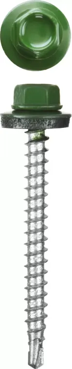 Саморезы СКМ кровельные, RAL 6002 зеленый лист, 25 x 5.5 мм, 420 шт, для металлических конструкций, STAYER 30305-55-025-6002 купить в Перми