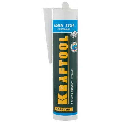 Герметик KRAFTOOL KRAFTSeal GX107 "AQUA STOP" силиконовый стекольный, прозрачный, 300мл 41256-2