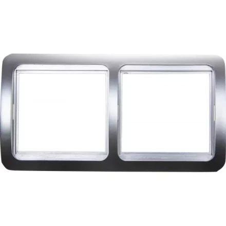 Панель СВЕТОЗАР &quot;ГАММА&quot; накладная, горизонтальная, цвет светло-серый металлик, 2 гнезда SV-54146-SM купить в Перми