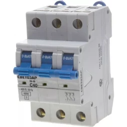 Выключатель автоматический СВЕТОЗАР 3-полюсный, 40 A, "C", откл. сп. 6 кА, 400 В SV-49063-40-C