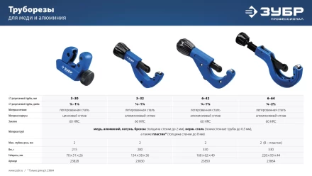 ЗУБР Универсал-42, 6 - 42 мм, труборез для меди и алюминия, Профессионал (23850) купить в Перми