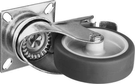 ЗУБР d 75 мм, г/п 60 кг, резина/полипропилен, термопластичное поворотное колесо c тормозом, Профессионал (30946-75-B) купить в Перми