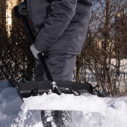 Лопата для уборки снега пластиковая, 450х325х1370 мм, стальной черенок, Palisad 61660 купить в Перми