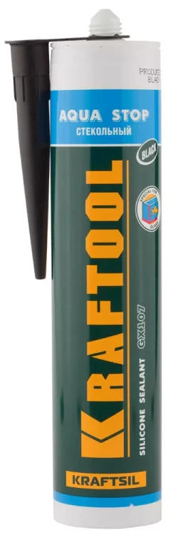 Герметик KRAFTOOL KRAFTSeal GX107 "AQUA STOP" силиконовый стекольный, черный, 300мл 41256-4 купить в Перми