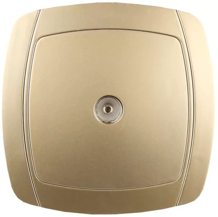 Розетка СВЕТОЗАР &quot;АКЦЕНТ&quot; телевизионная одинарная в сборе, цвет золотой металлик SV-54215-GM купить в Перми