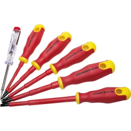 Набор STAYER "PROFI" "ELECTRO": Отвертки диэлектрические, тестер, 100-250В, Cr-V, 6шт 25145-H6_z01 купить в Перми