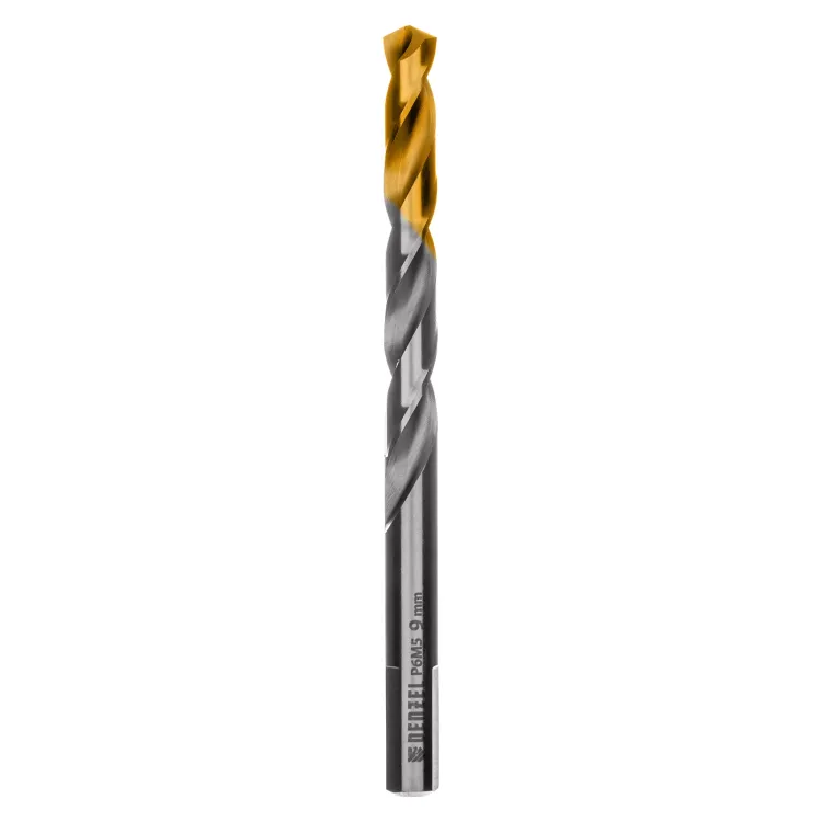 Сверло спиральное по металлу Denzel, 9 x 125 мм, Р6М5, Golden Tip, 718241 купить в Перми