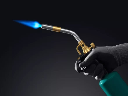 Blue Fire  KF-9000  горелка для МАПП / MAPP газа,  с пъезоподжигом,  на баллон c резьбовым соединением US 1, 2000°C 55510 купить в Перми