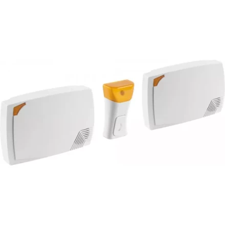 Звонок СВЕТОЗАР &quot;ТРИО&quot; электрический беспроводной 120м, 36 мелодий, 2 звонка, 1 кнопка, A23, 2*3АА 58076 купить в Перми