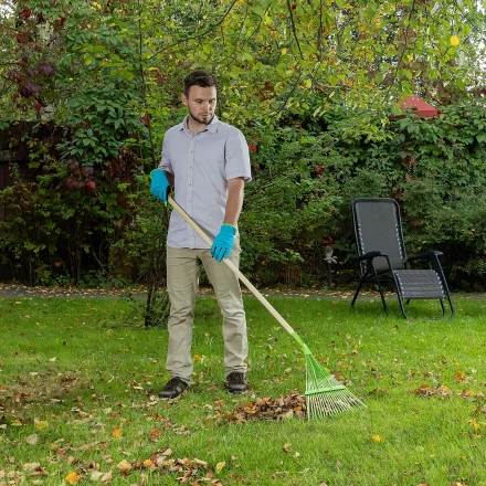 Грабли веерные стальные Palisad, 565 мм, 22 плоских зуба, эмалированные, усиленные, без черенка, 617015 купить в Перми
