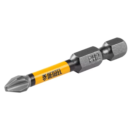 Бита IMPACT, PH2x50 мм, лазерная обработка шлица, сталь S2, 10 шт., Е 6,3 Denzel 11689 купить в Перми