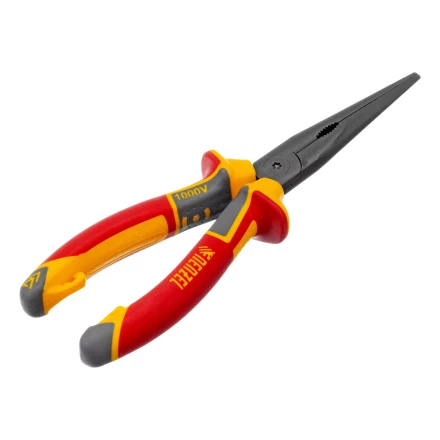 Длинногубцы прямые Denzel 17305, диэлектрические рукоятки до 1000 В, трехкомпонентные рукоятки, 205мм купить в Перми