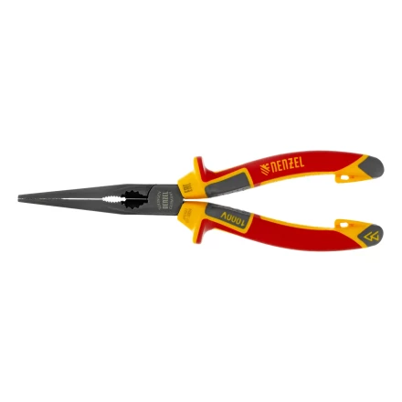 Длинногубцы прямые Denzel 17305, диэлектрические рукоятки до 1000 В, трехкомпонентные рукоятки, 205мм купить в Перми