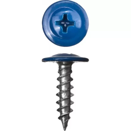 Саморезы ЗУБР с прессшайбой по листовому металлу до 0,9 мм, окрашенные в RAL-5005, PH2, 4,2х16 мм, 500шт 300191-42-016-5005 купить в Перми