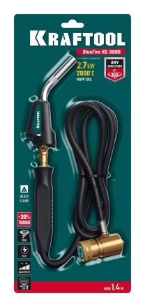 Blue Fire KS-8000  горелка для МАПП / MAPP газа,  с пъезоподжигом, на баллон c резьбовым соединением US 1, 2000°C 55512 купить в Перми