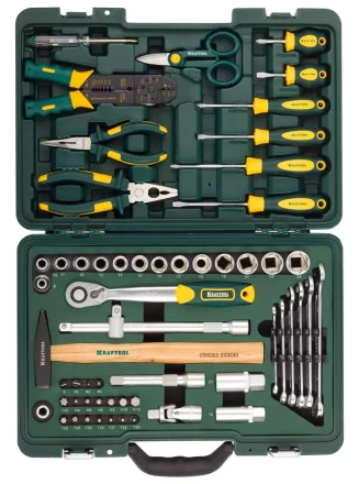 Набор KRAFTOOL &quot;INDUSTRIE&quot; Слесарно-монтажный инструмент, 59 предметов 27977-H59 купить в Перми