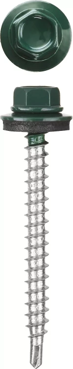 Саморезы СКМ кровельные, RAL 6005 зеленый насыщенный, 25 x 5.5 мм, 1 800 шт, для металлических конструкций, STAYER 30300-55-025-6005 купить в Перми