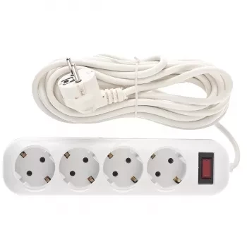 Удлинитель бытовой серия EF, с заземлением и выключателем, 5м, 4 роз., 10A Stern 95778 купить в Перми