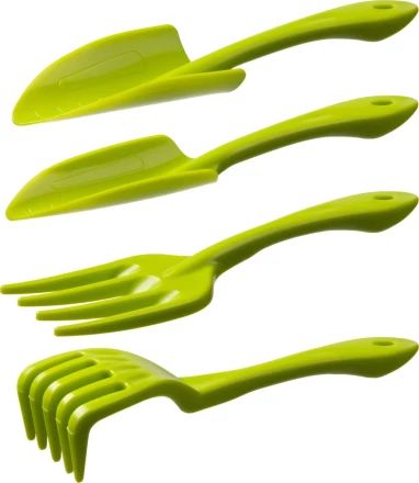 Набор садовый РОСТОК пластиковый, 4 предмета: Вилка, грабельки, 2 совка 421429-H4 купить в Перми