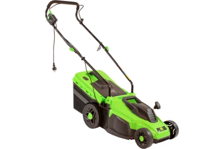 Газонокосилка электрическая L1500, 1500 Вт, ширина 33 см, 5 уровней, пластиковый травосборник 35 л Сибртех 96677 купить в Перми
