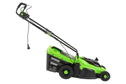 Газонокосилка электрическая L1500, 1500 Вт, ширина 33 см, 5 уровней, пластиковый травосборник 35 л Сибртех 96677 купить в Перми