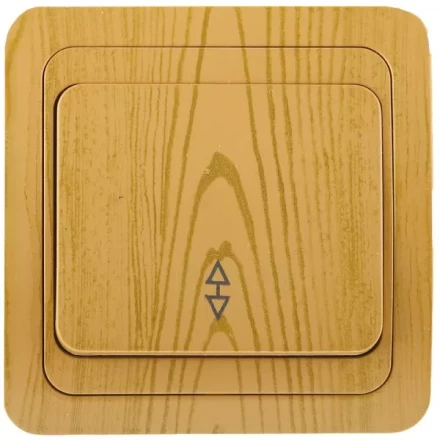 Выключатель СВЕТОЗАР &quot;ГАММА&quot; проходной, одноклавишный, цвет ольха, 10A/~250B SV-54137-A купить в Перми