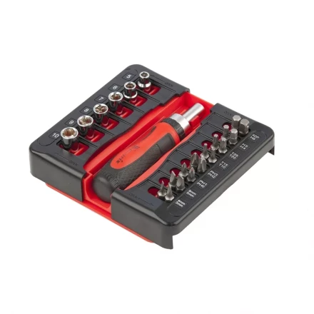 Отвертка реверсивная с набором бит и торцевых головок, 23 шт., CrV Matrix 11786 купить в Перми