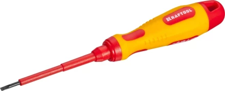 Отвертка KRAFTOOL, высоковольтная, Cr-Mo-V стержень, двухкомпонент. маслобензостойкая рукоятка, SL, 2,5х75мм 250083-2.5-075 купить в Перми