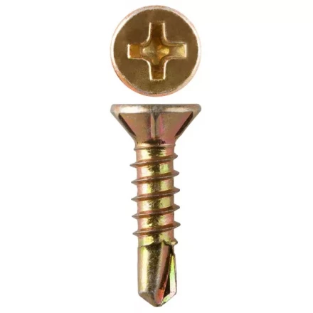 Саморезы ЗУБР &quot;МАСТЕР&quot; со сверлом для оконного профиля, жёлтопассивированные, 3.9x16мм, 55шт 300236-39-016 купить в Перми