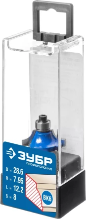 ЗУБР 28.6 x 12.2 мм, радиус 8 мм, фреза кромочная калевочная №1, Профессионал (28700-28.6) купить в Перми