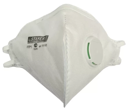 Полумаска фильтрующая STAYER &quot;PROFI&quot; плоская многослойная с клапаном, класс защиты FFP1 11113 купить в Перми