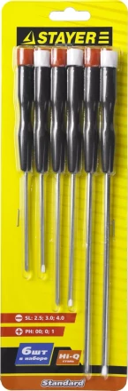 STAYER. Набор: Отвертки для точных работ с пластиковыми рукоятками и удлиненными стержнями 25570-H6_z01 купить в Перми