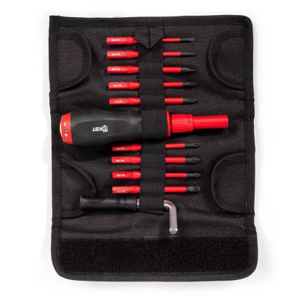 Диэлектрическая динамометрическая отвертка VDE КВТ НИО-3309 со сменными битами SLIM, 9 шт. (78279) купить в Перми