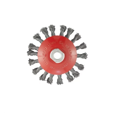 Щетка для УШМ 115 мм М14 &quot;тарелка&quot; крученая проволока 0,5 мм MATRIX 74610 купить в Перми