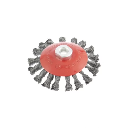 Щетка для УШМ 115 мм М14 &quot;тарелка&quot; крученая проволока 0,5 мм MATRIX 74610 купить в Перми