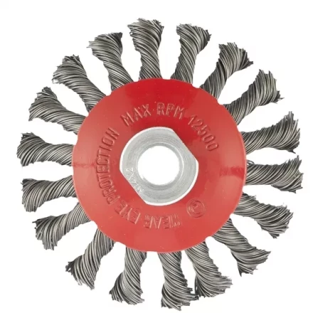 Щетка для УШМ 115 мм М14 &quot;тарелка&quot; крученая проволока 0,5 мм MATRIX 74610 купить в Перми