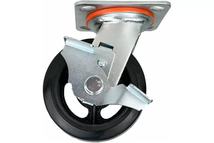 Аппаратное поворотное колесо большегрузное с тормозом HITCH 125*50 резина черная SCdb55 (SZ085005) купить в Перми