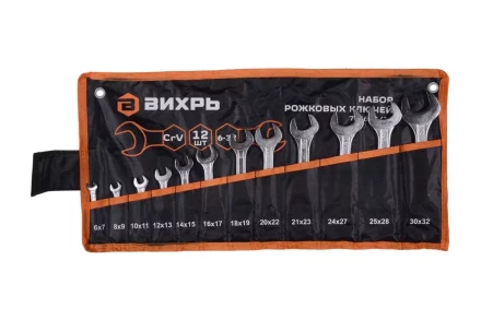 Набор рожковых ключей Вихрь 12 шт. 6 - 32, в чехле 73/6/5/14 купить в Перми