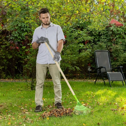Грабли веерные стальные Palisad, 425 мм, 22 плоских зуба, эмалированные, без черенка, 617705 купить в Перми