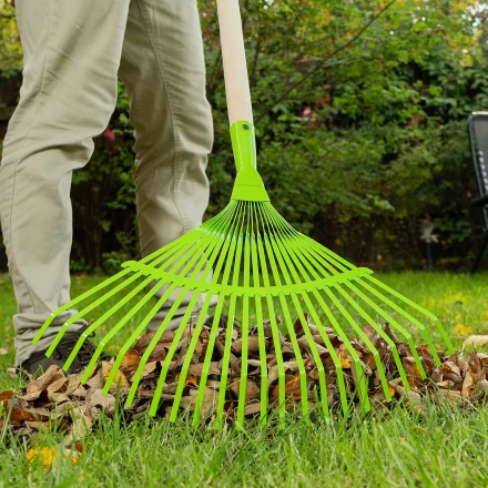 Грабли веерные стальные Palisad, 425 мм, 22 плоских зуба, эмалированные, без черенка, 617705 купить в Перми