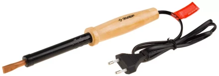 Электропаяльник ЗУБР &quot;МАСТЕР&quot;с деревянной рукояткой и долговечным жалом, форма клин, 100Вт 55405-100_z01 купить в Перми
